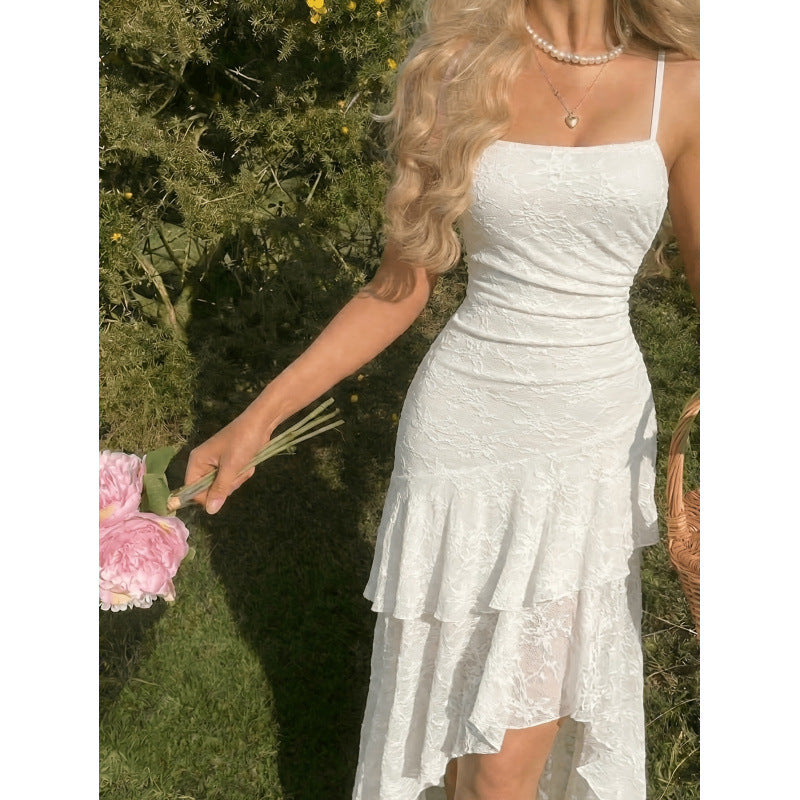independent station  romanticelegance jacquard pleated suspender longdress