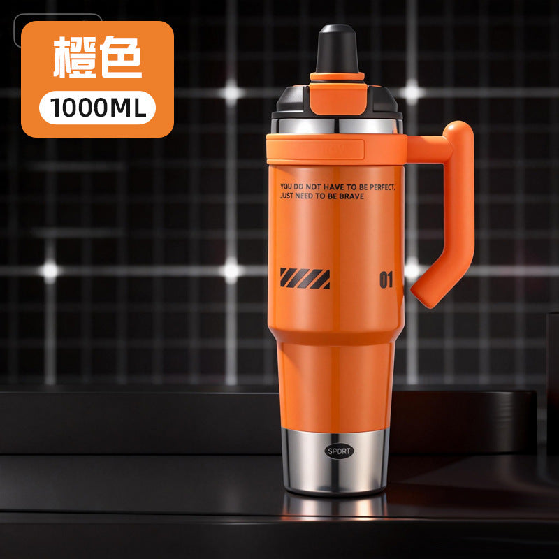 316 stainless steel ice cup handle portable straw double drink thermos cup outdoor sports water kettle wholesale