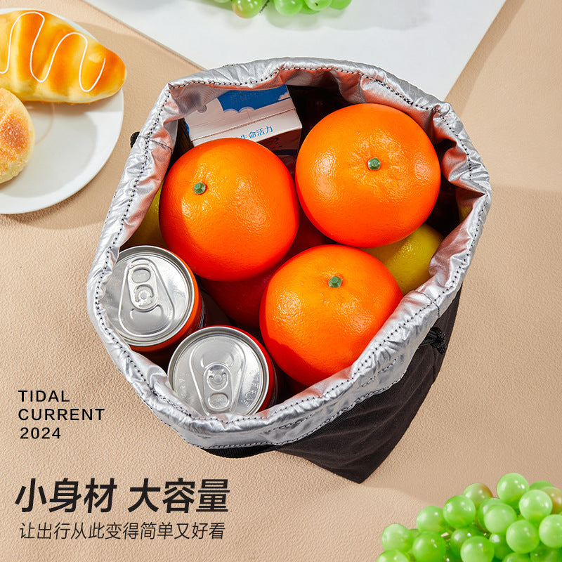 Lunch box thermal insulation bento meal bag bundle mouth portable student lunch box bag office workers bring rice light and small lunch bag