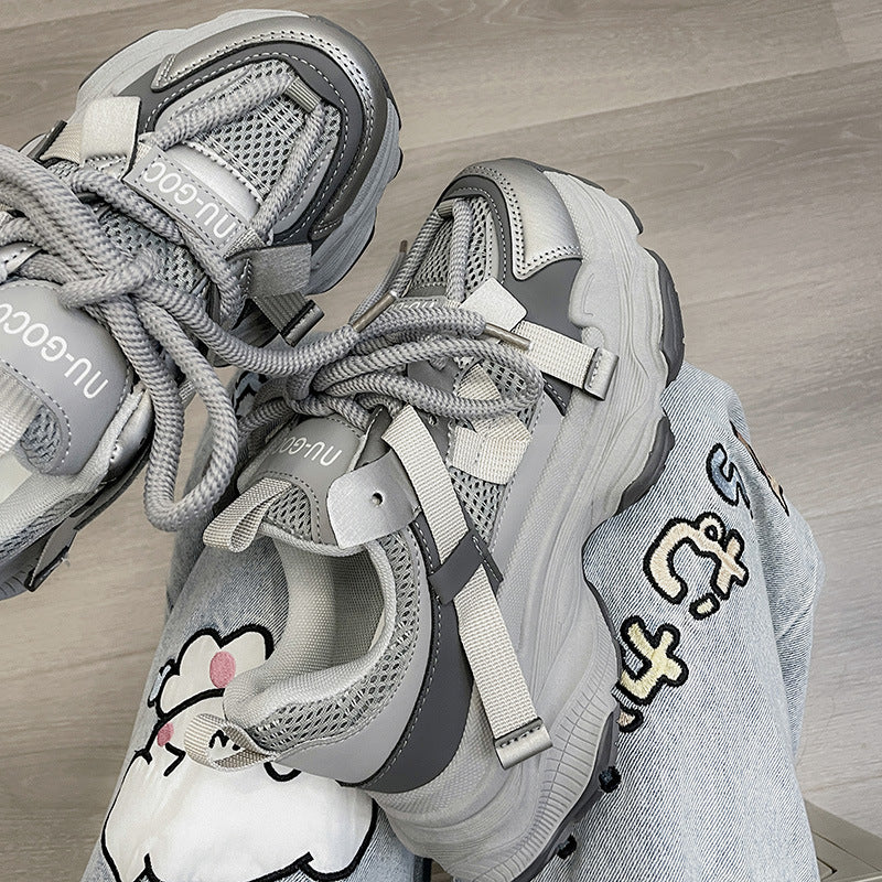 2026 new women's chunky sneakers: trendy dad shoes, platform, height increasing, slimming, versatile casual athletic shoes, lightweight student shoes