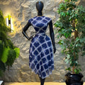 European and american cross-border women's fashion  summer new arrival: elegant retro round neck plaid top and asymmetrical midi skirt set