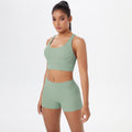 New arrival: barely-there brushed nylon yoga set - criss-cross back sports bra & quick-dry, figure-hugging, butt-lifting workout outfit