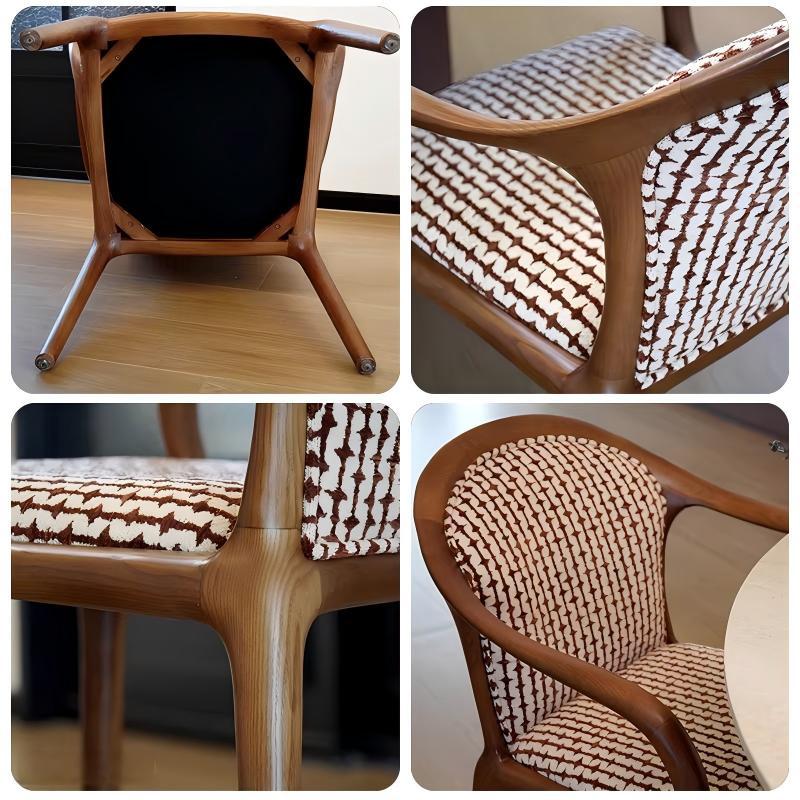 Designer villa hotel classy dining chair medieval solid wood fabric armrest back chair tea master chair tea chair