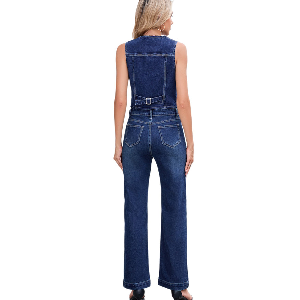 Fashion cross-border export  new style washed american fashion v-neck sleeveless vest pants two denim suit