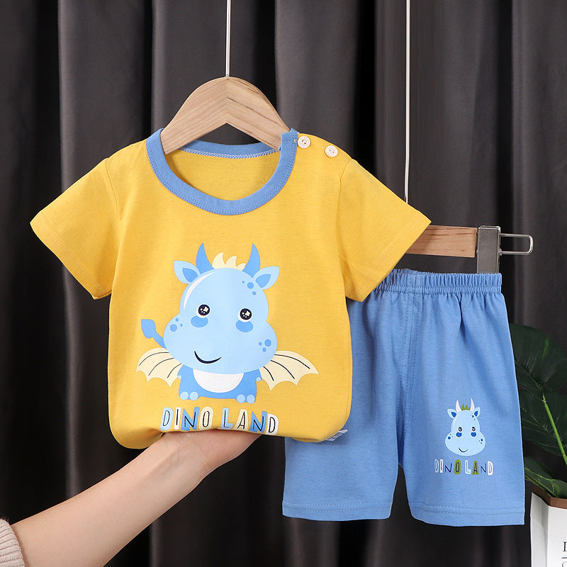 summer new arrival: 100% cotton kids' short-sleeve t-shirt and shorts set - korean style infant and toddler two-piece outfit