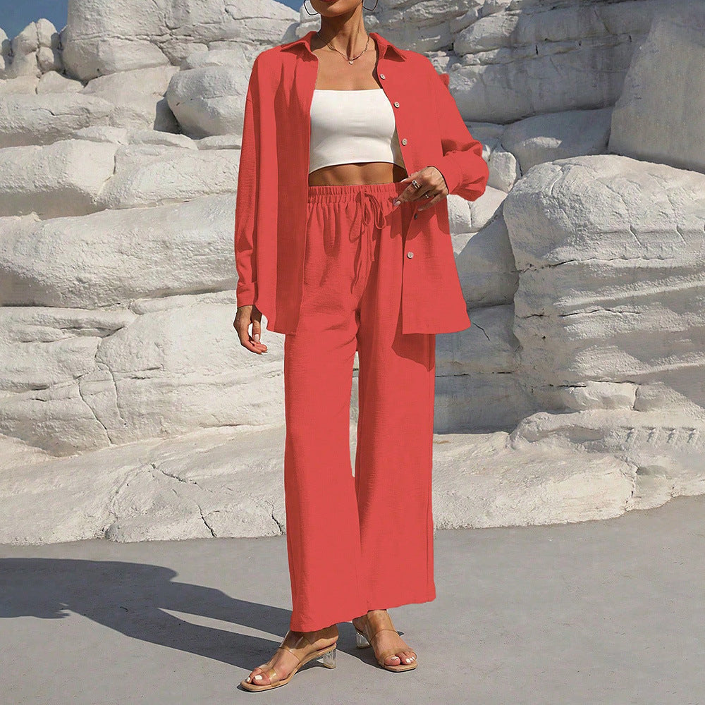 European and american cross-border  summer new arrival: loose-fit two-piece set with wide-leg pants - casual outfit for wholesale export