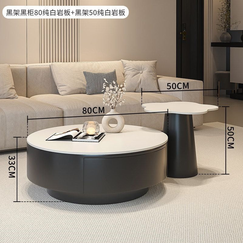 Round slate coffee table combination living room for home italian normcore tea table large and small apartmentaccessible luxuryclassy sense tea table