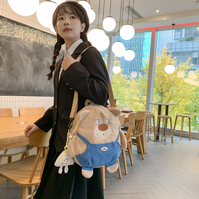 New plush toy women's bear backpack crossbody mobile phone bag cute cartoon bag Valentine's Day birthday gift
