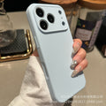 Suitable for apple 17promax fine hole liquid silicone mobile phone case 15iphone16 pure color anti-fall integrated buttons