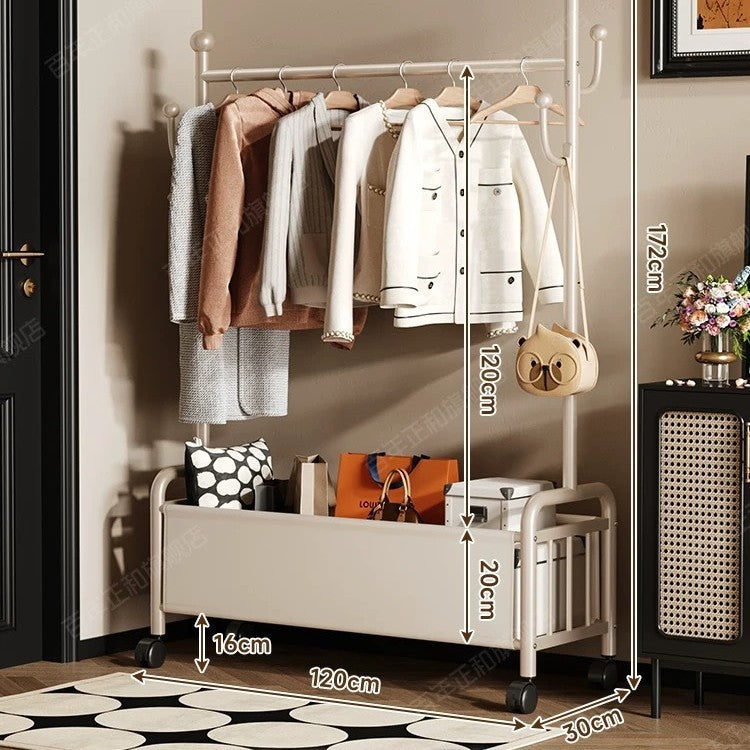 Popular floor-to-ceiling drying rack, multi-functional clothes hanging rod, indoor bedroom removable storage bedside coat rack