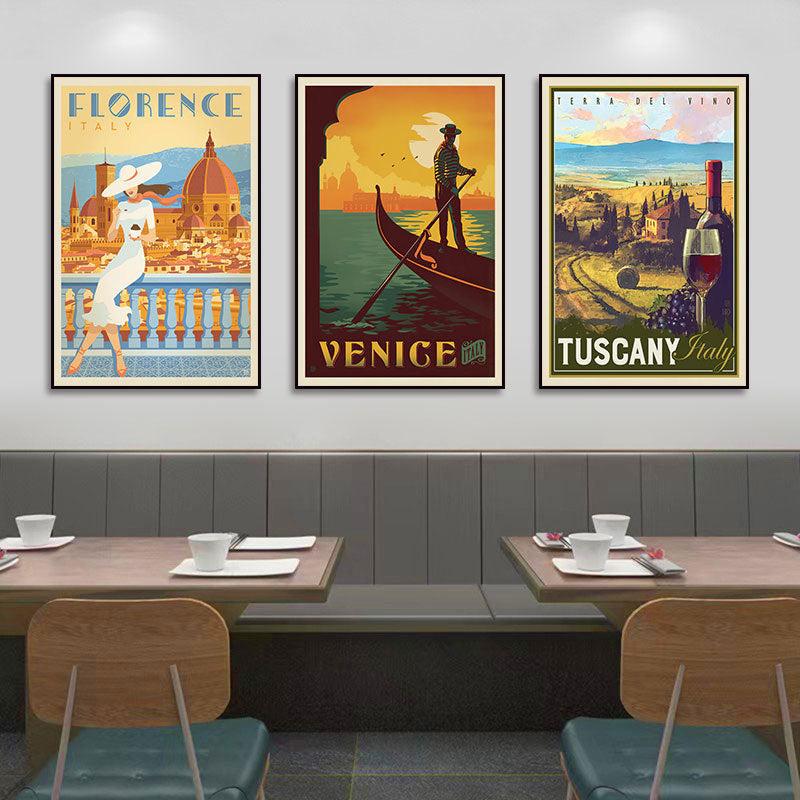 Italian landscape decoration painting retro nostalgic hotel KTV box hanging painting restaurant hotel homestay building mural