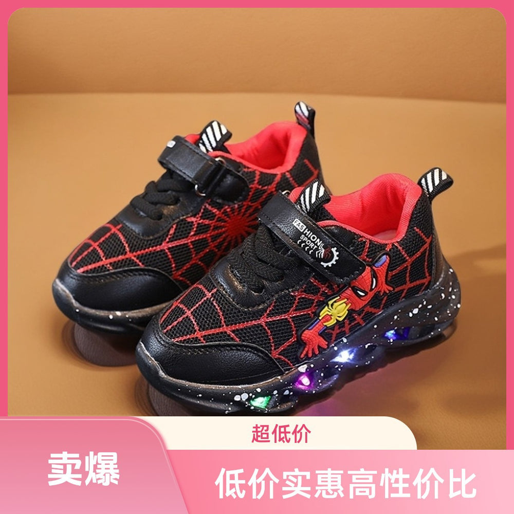 spring/autumn new light-up sneakers: boys' luminous casual shoes & girls' cartoon light-up shoes for mid-to-large children