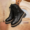 new platform mid-calf boots  autumn/winter european and american casual british style side zipper martin boots women's black