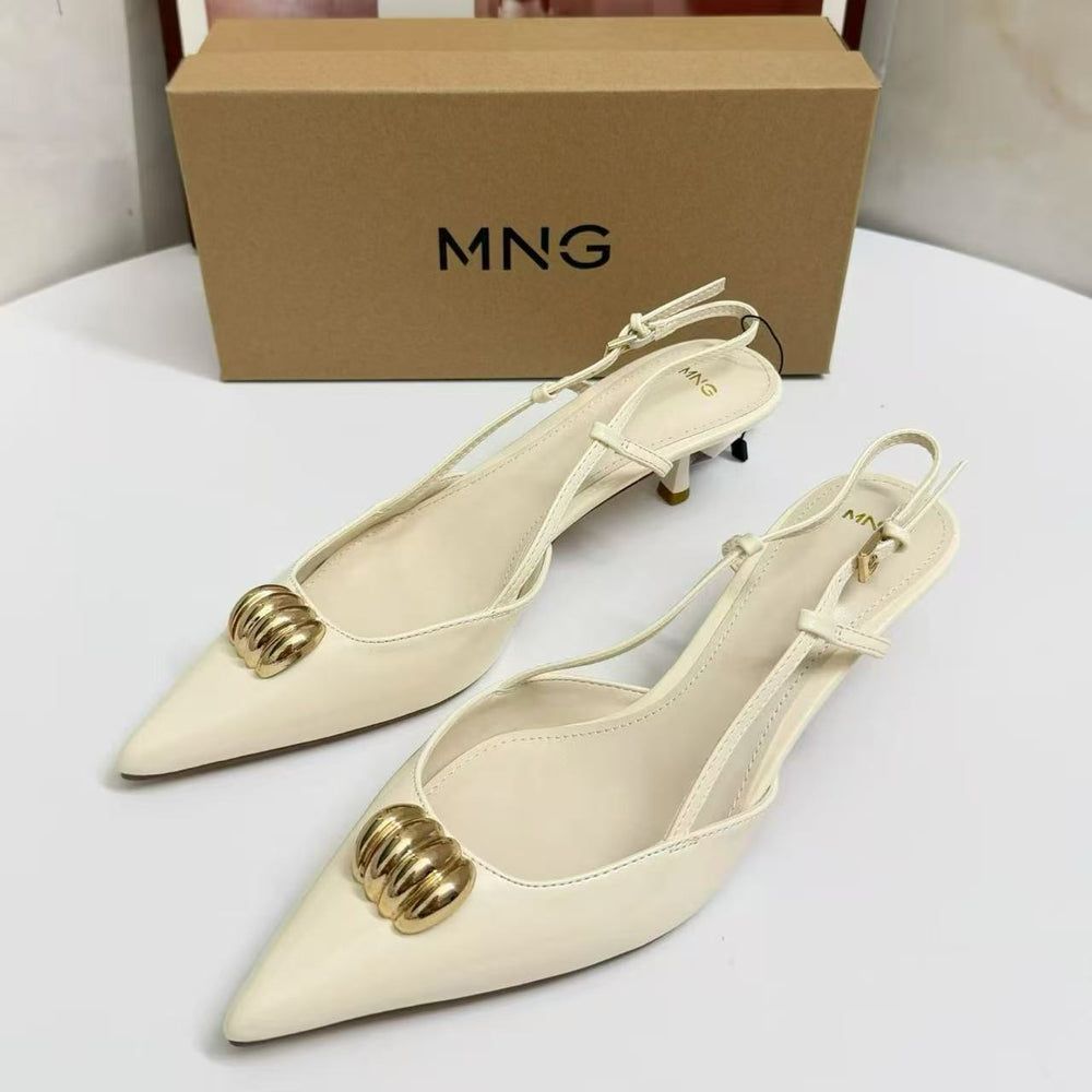 Mg summer new arrival: plus size pointed-toe stiletto and mid-heel pumps - ready stock, european and american style, low-cut fashion high heel sandals