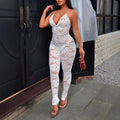 Exportfashion style fashionlacev neckhaltertie backsexysexy girl jumpsuit tight