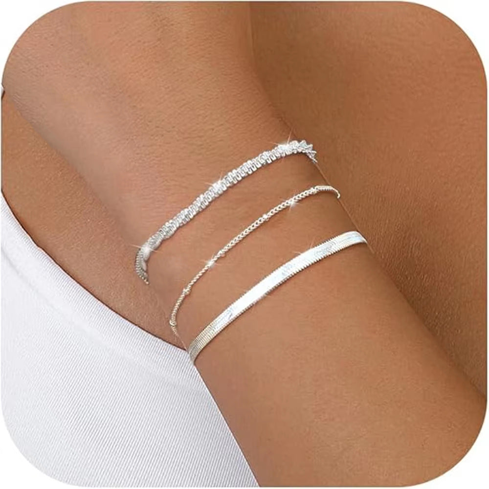 2025 new women's gold stackable bracelet stainless steel multi-layer chain set - unique design, personalized jewelry