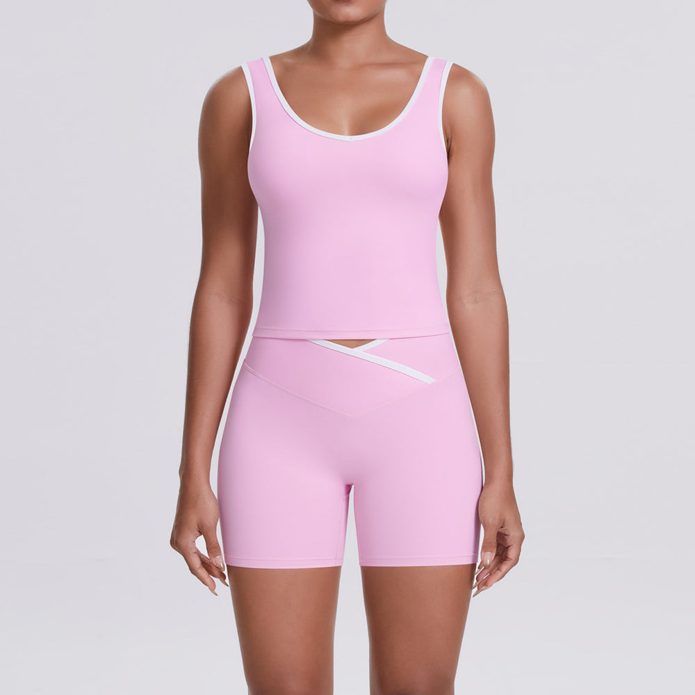 Cross high waist sports suit for women, tight-fitting, nude, contrast color, backless yoga clothes, outdoor running, quick-drying fitness suit