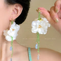 Dopamine dressing colorful floral earrings - stunning beach vacation style dangle earrings - green statement earrings wholesale