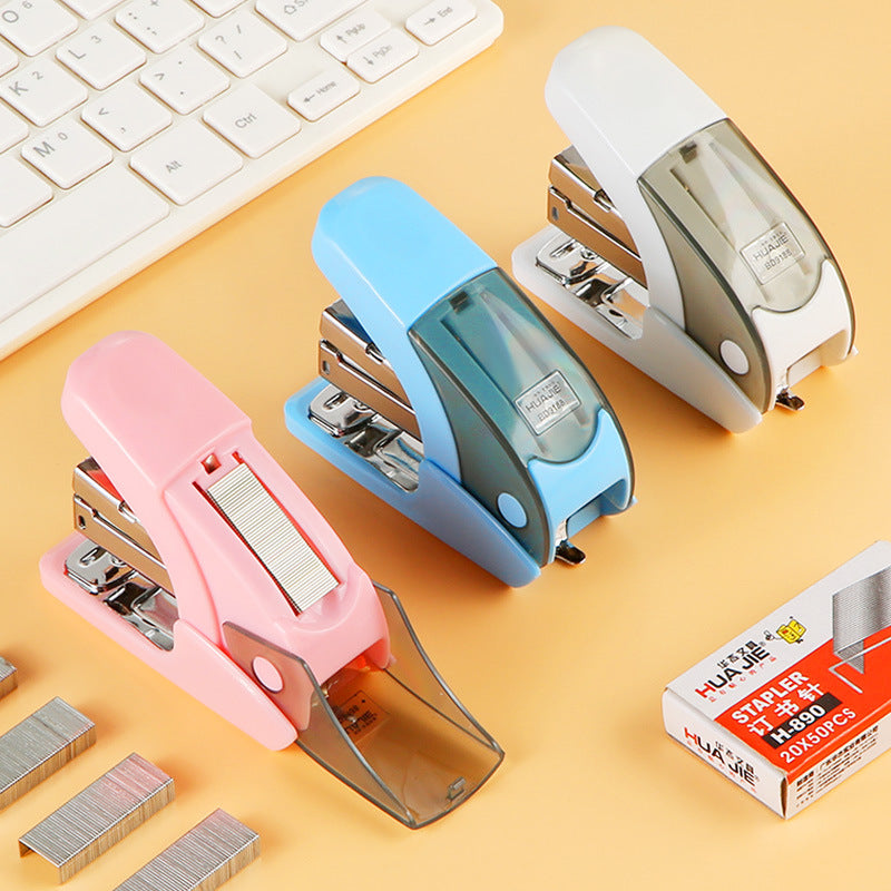 Mini labor-saving stapler with staple compartment Creative multi-functional office Binding machine for primary school students Children are cute