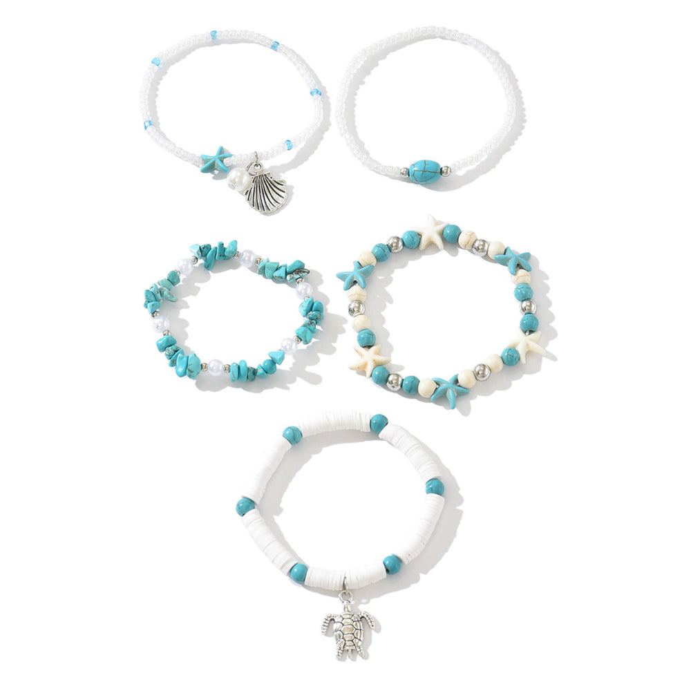 Handmade turquoise beaded bracelet wholesale - cross-border women's summer beach vacation style turtle shell pendant bracelet