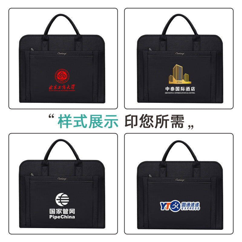 Waterproof large capacity briefcase oxford cloth handbag document storage bag printed office file organizer