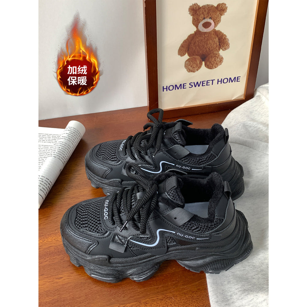 Best sellingeasiest for matchthick sole dad shoes women's fall and winter show feet small increase 2025new arrival fried streetfleece-linedcasual sneakers
