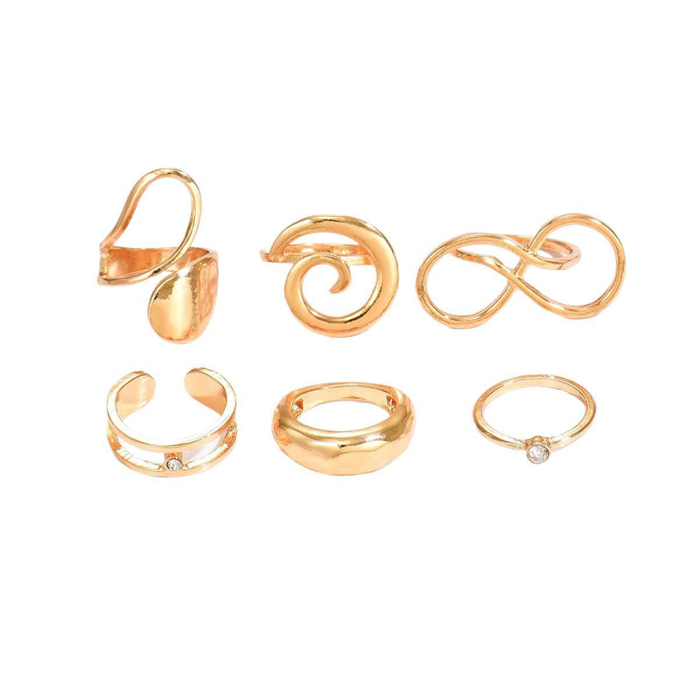 Wholesale geometric polished ring set - european and american niche design spiral winding polished ins finger ring jewelry for women