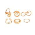 Wholesale geometric polished ring set - european and american niche design spiral winding polished ins finger ring jewelry for women