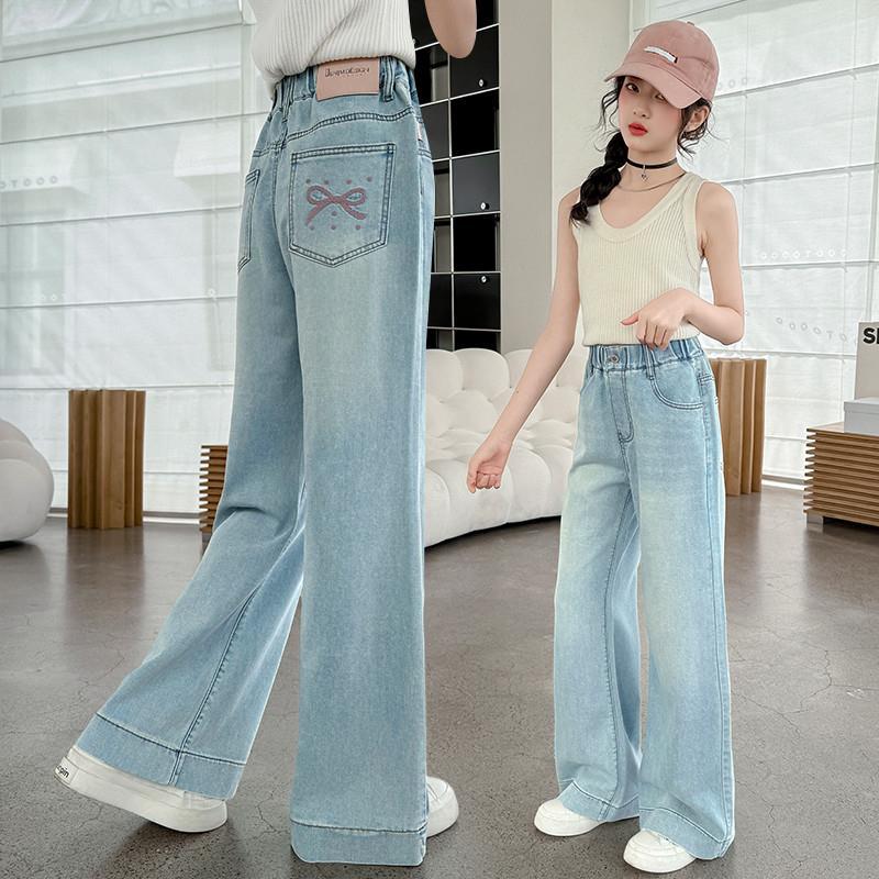 Girls' pants:  summer new arrivals - stylish straight-leg trousers, lightweight wide-leg jeans for older girls, slim-fit summer denim pants for kids