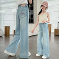 Girls' pants:  summer new arrivals - stylish straight-leg trousers, lightweight wide-leg jeans for older girls, slim-fit summer denim pants for kids