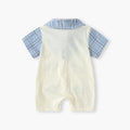 Baby clothes summer thin section new arrivalk-style newborn baby boy one-piece fake two-piece super cute khaki