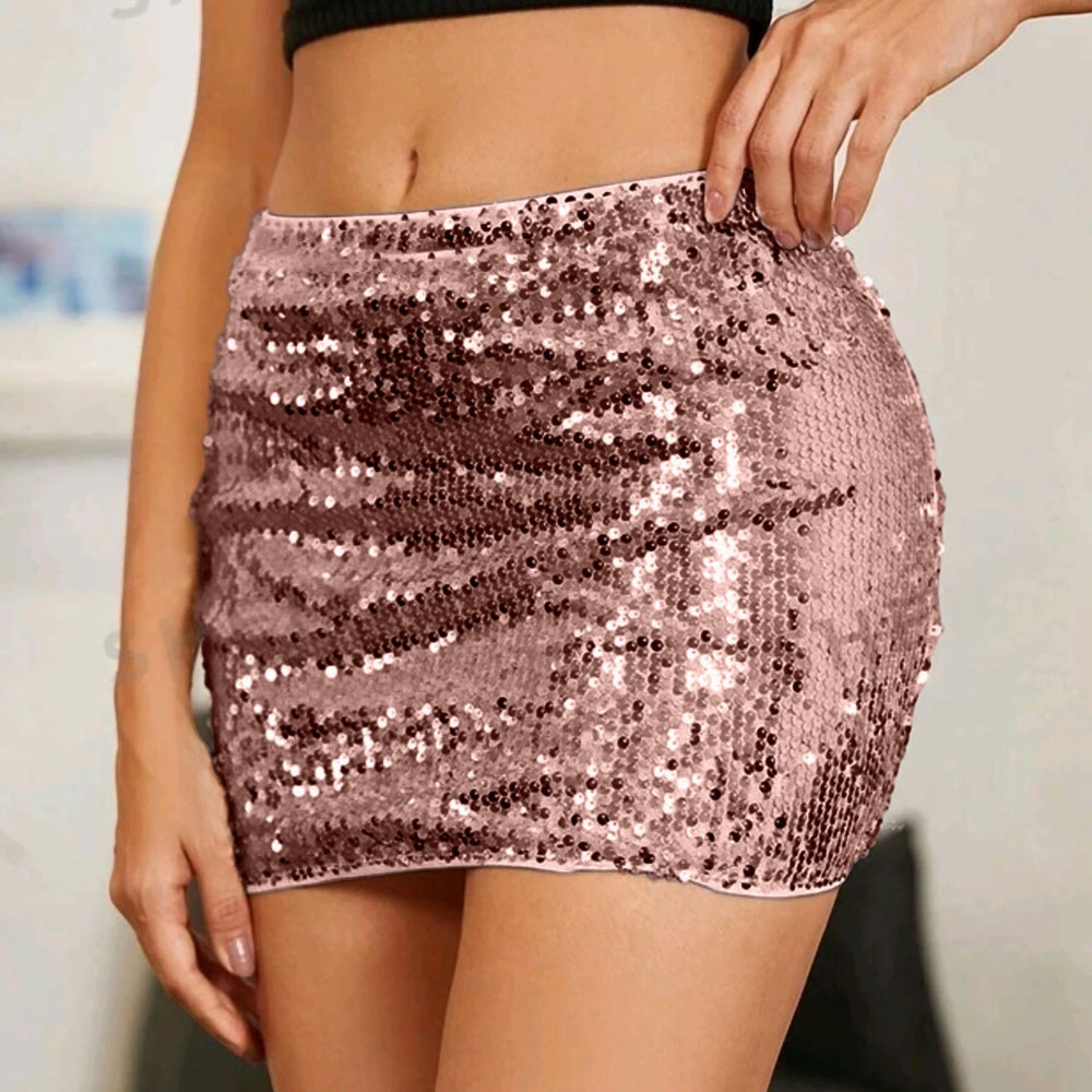cross-border  women's solid color sequin sparkly sexy mini dress party dress bodycon skirt