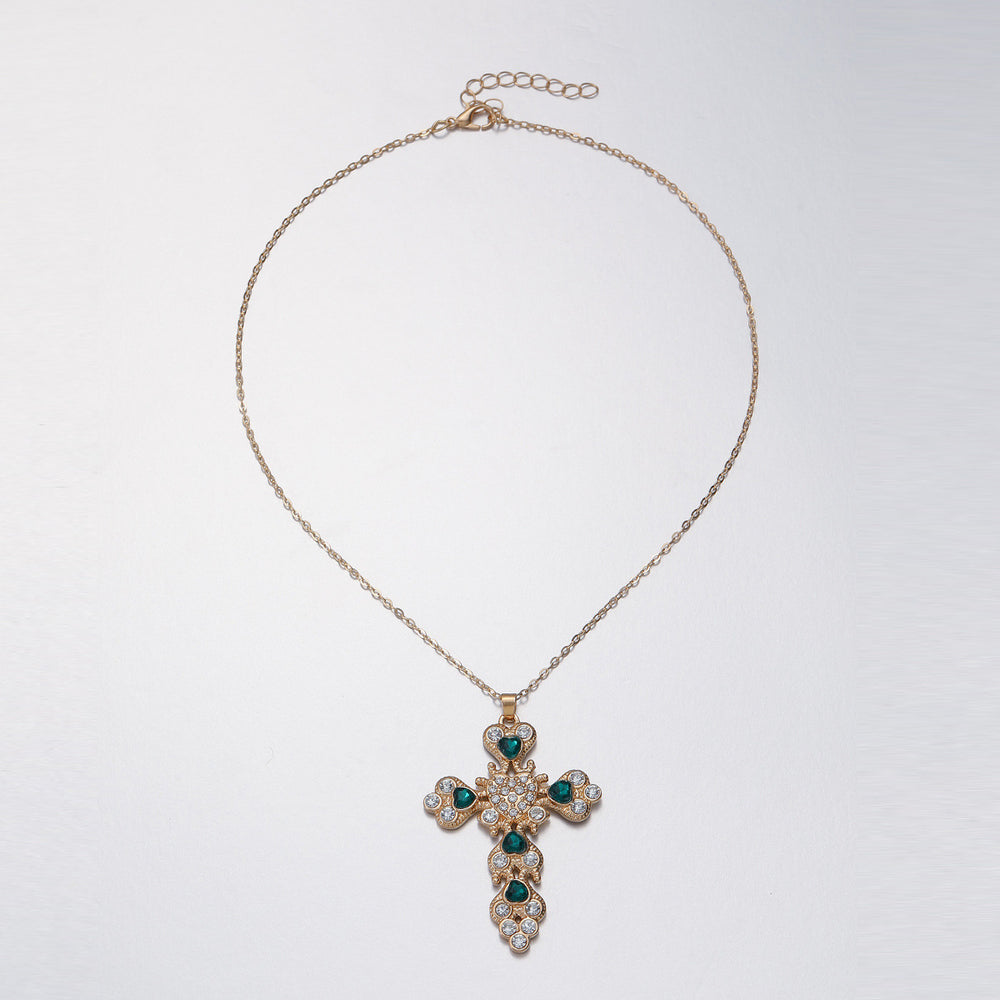 Wholesale cross necklaces: european and american retro minimalist diamond-studded pendant choker - trendy, high-end, and influencer-approved jewelry