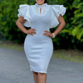D560 women's foreign trade dress  new fashion sexy ruffle sleeve beaded party evening gown african dress