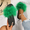 Ostrich feather sandals women's outdoor wear 2025 summer new style "stomping on shit" comfort high-end thick sole beach plus size flip-flops