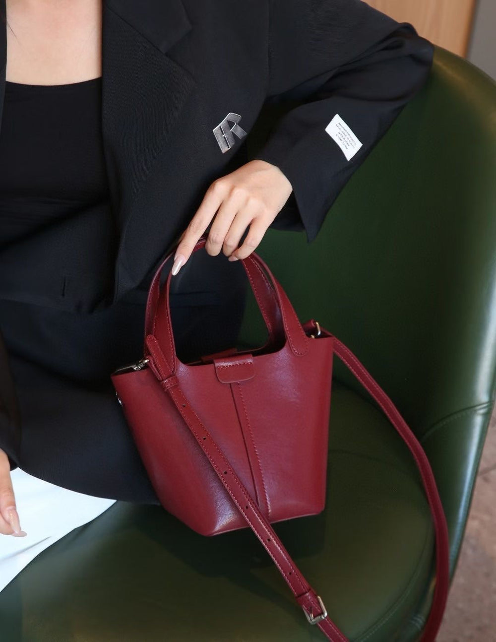 Bag 2024fall and winternew arrival bucket bag vegetable basket women's bag genuine leather satchel bag classysenseniche style crossbody bag