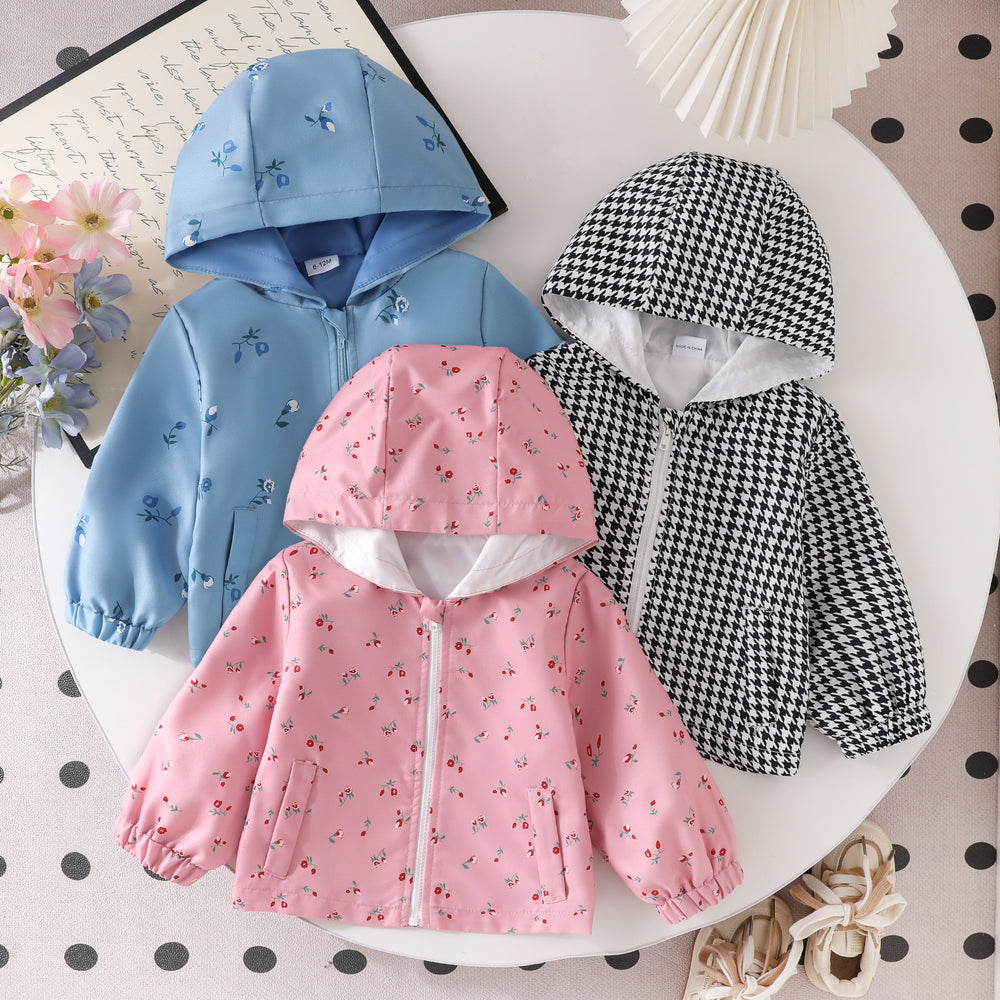 Kids clothing  cross-border new arrivalfashionspring & fallgirllong sleeves zipper hooded outwear children's clothing