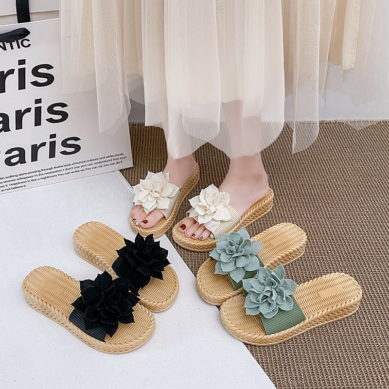 New platform sandals: 4cm wedge heel, soft sole, breathable, and stylish floral design for women