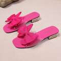 Square toe new arrival sandals and slippers for women with cross bows and metal buckles on thick heels and low export overseas wholesale