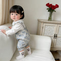 spring/autumn newborn baby girl romper - floral print bodysuit, faux two-piece, korean style long sleeve spring collection
