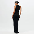 summer new european and american cross-border women's fashion solid color round neck sleeveless tie-up bodycon mini dress