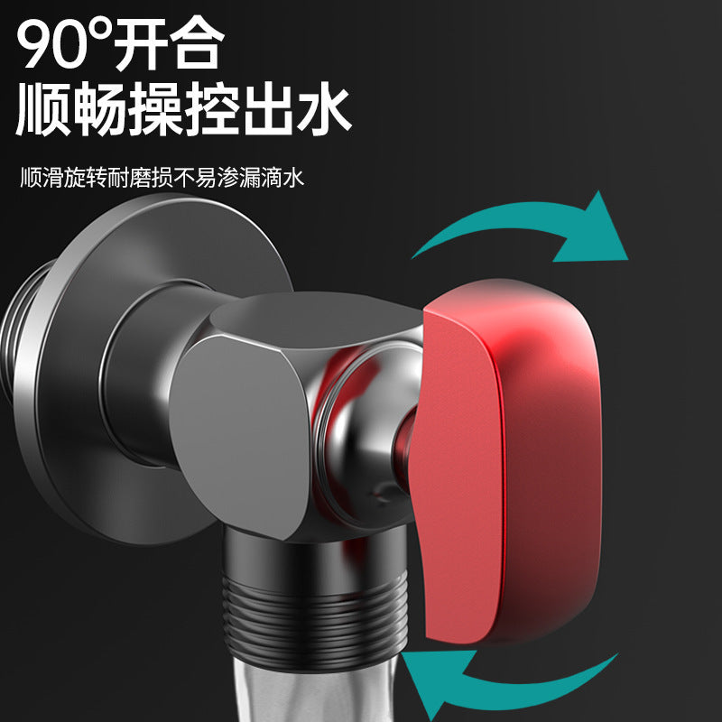 All copper large flow angle valve ball valve full open ball core triangle valve joint toilet water heater 4 points hot and cold water angle valve
