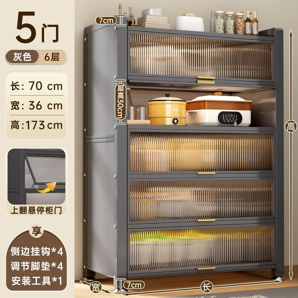 Best sellingfor homekitchen rack cabinet steel multi-layer thickened cupboard pulley storage cabinet microwave oven storage cabinet