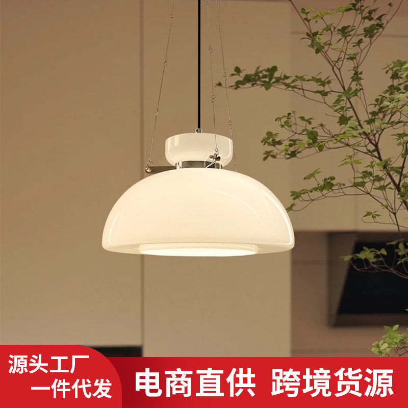 Tea room milky white glass atmosphere chandelier post-modern simple dining room study living room master bedroom American cream chandelier