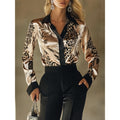 Wish bestseller: autumn new arrival - satin printed long sleeve shirt for independent stores