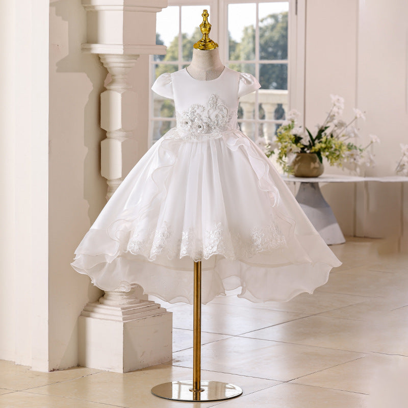 Amazon in stock girls' children's dress satin children's day tail runway princess dress girls' dress cross-border children's clothing