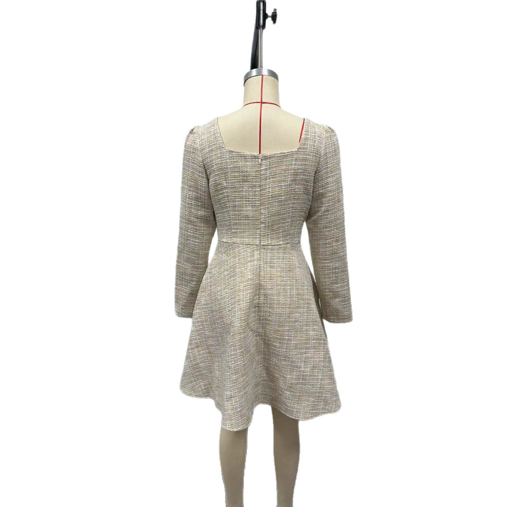 fall/winter women's fashion: european & american style - elegant plaid blazer & high-waisted dress set