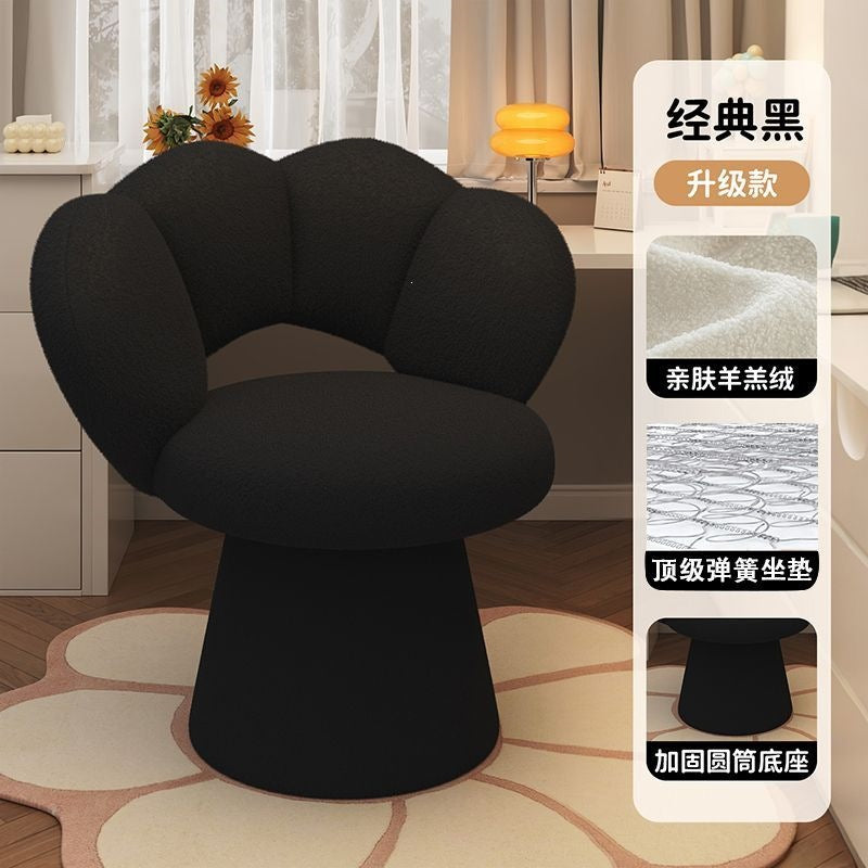 Luxury makeup vanity chair for women - high-end bedroom vanity stool with backrest, rotating nail art chair for home use