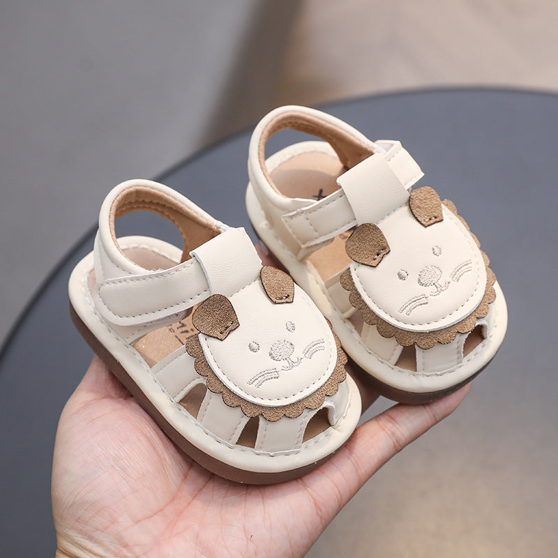 new 0-1-2 year old leather baby shoes, korean style toddler single shoes, infant and children's shoes, first walker squeaky sandals