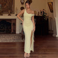 european and american women's clothing:  autumn new arrivals - fashionable, elegant, solid color, sleeveless, off-the-shoulder, sexy slit dress for women
